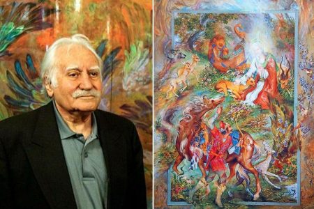پیکر استاد فرشچیان کنار مقبره صائب تبریزی آرام می‌گیرد